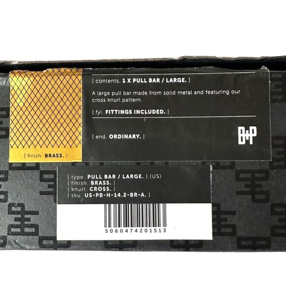 NWOT - BUSTER & PUNCH Brass Pull Bar in Cross Knurl Pattern, size Large - Picture 6 of 10